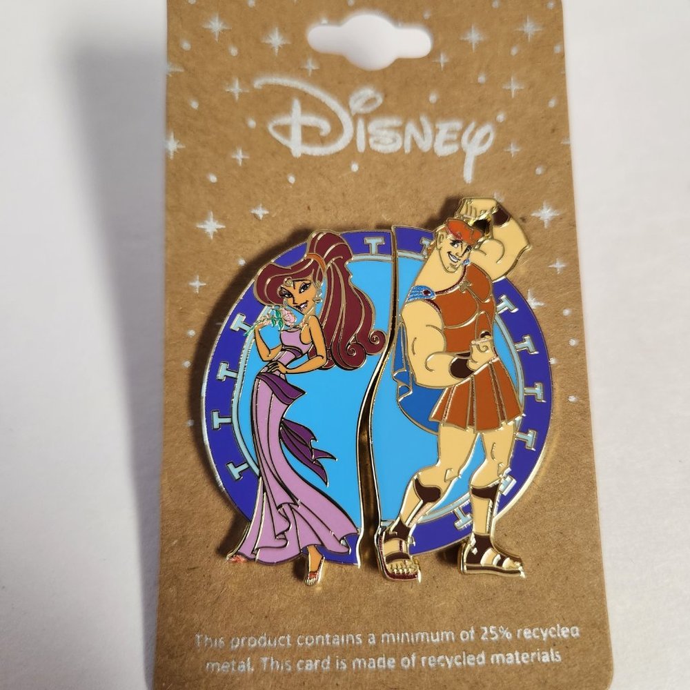 Disney Hercules Pin Set Meg & Hercules 2 Pins Authentic New - Picture 1 of 3
